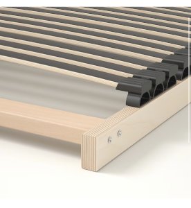 Ikea TONSTAD Sängynrunko, jossa säilytystilaa, ruskea petsattu tammiviilu/Luröy